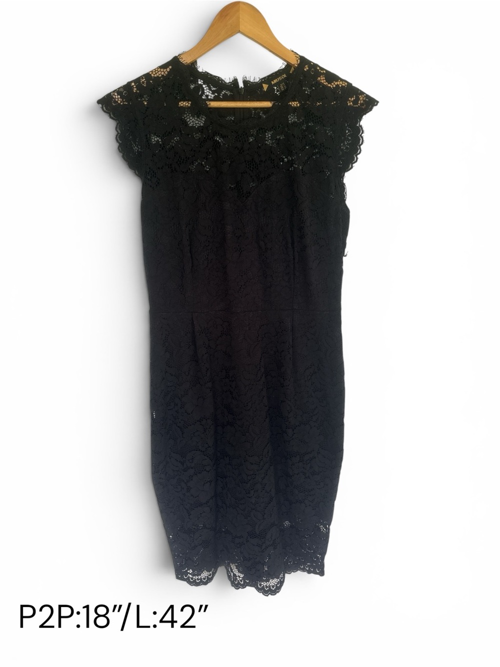 Miusol Black Lace Midi Dress with Scalloped Trim